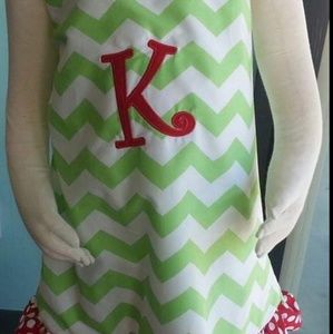 Chevron green, red polka dots 4/6 dress